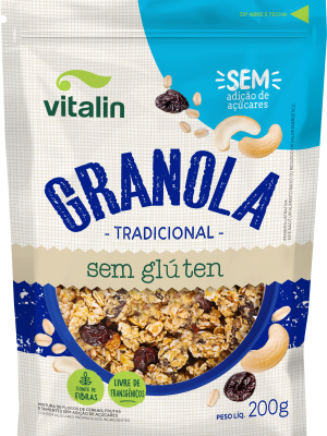 GRANOLA TRADICIONAL SEM GLÚTEN SEM ADIÇÃO DE AÇÚCARES VITALIN 200G